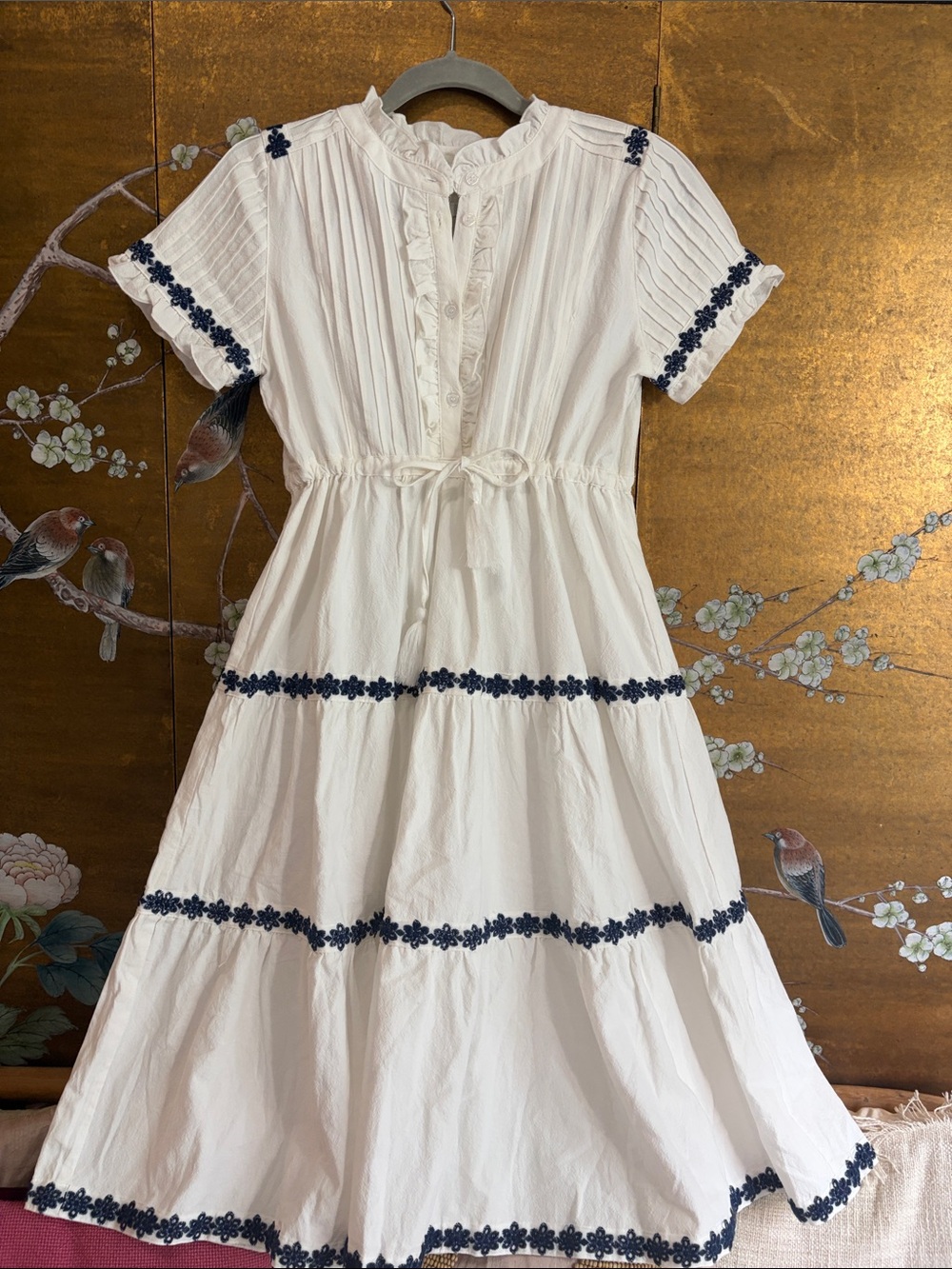 Ivy City Co Santorini tiered dress, 100%, cotton, embroidered flower details. - Picture 2 of 13